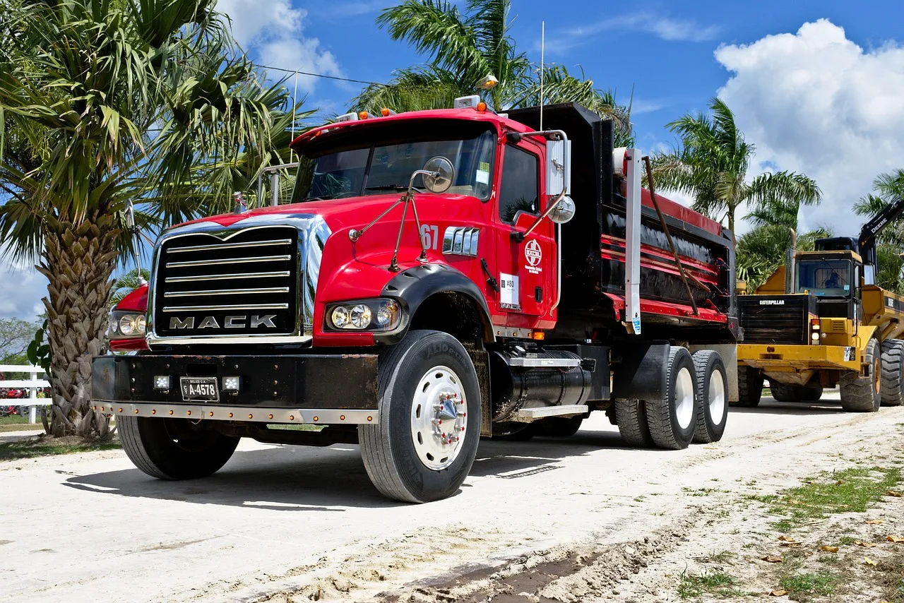 vehicle, transportation system, truck, road, dump truck, dump truck, dump truck, dump truck, dump truck, dump truck. What a new dumpster rental business owner needs to buy: the equipment list