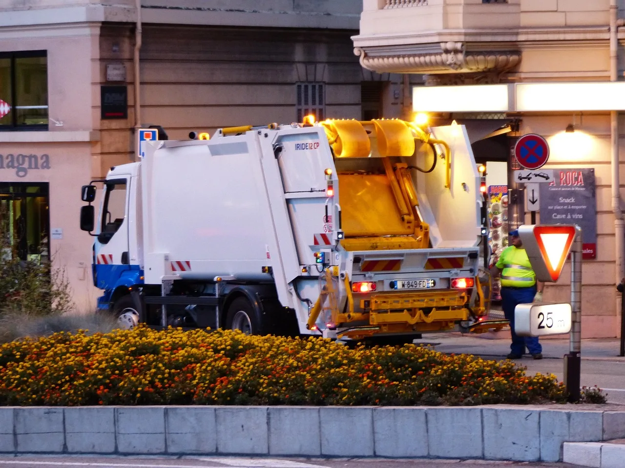 street cleaning, garbage disposal, monaco, truck, cleaning, at night, illuminated, street cleaning, street cleaning, street cleaning, garbage disposal, garbage disposal, garbage disposal, garbage disposal, garbage disposal, monaco, truck. Dumpster Rental Regulation: Dispatch and Disposal Basics