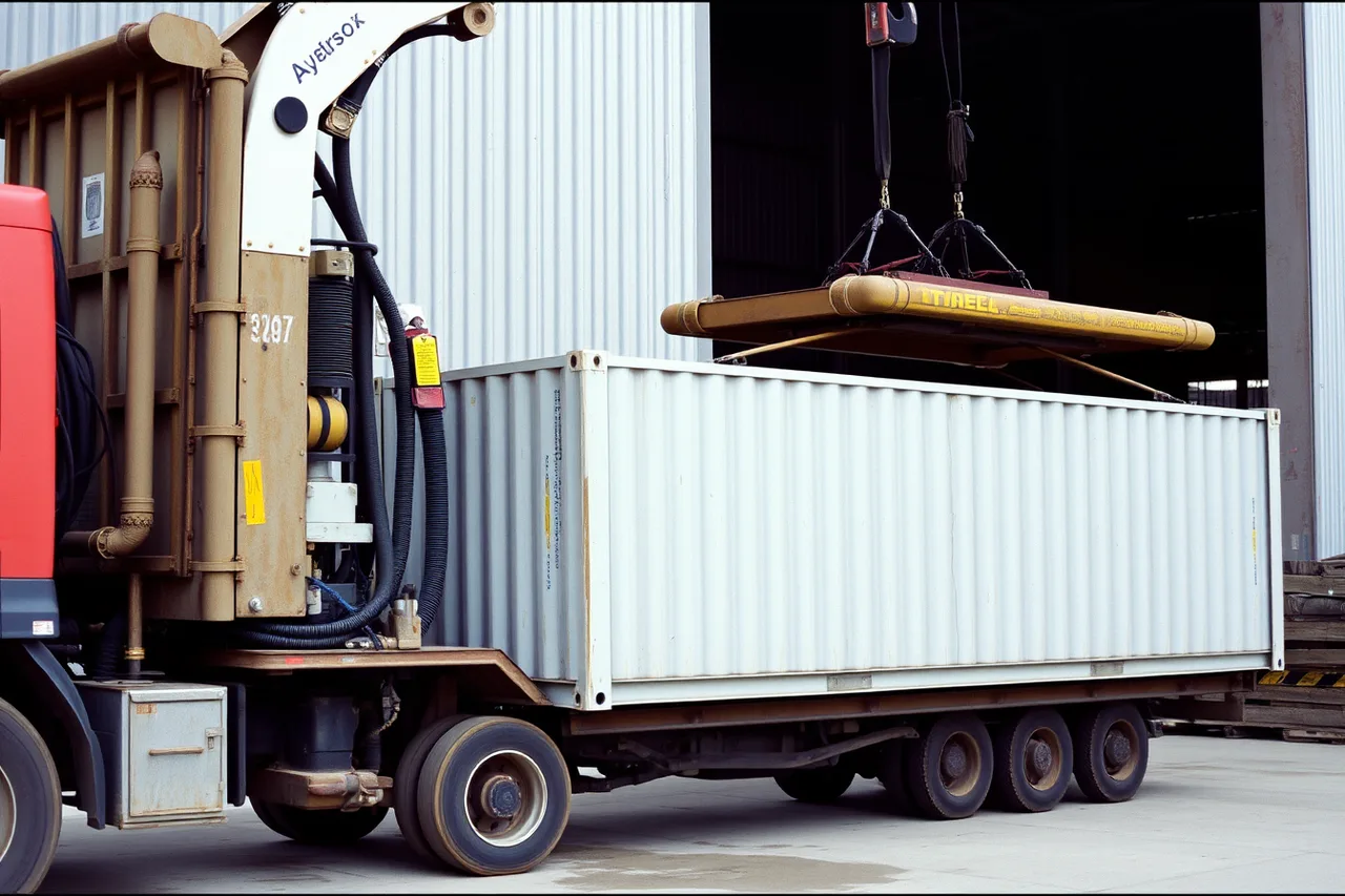 Roll-off truck hoist lifting a steel container onto the chassis (What a dumpster rental business keeps in stock, and who supplies it)